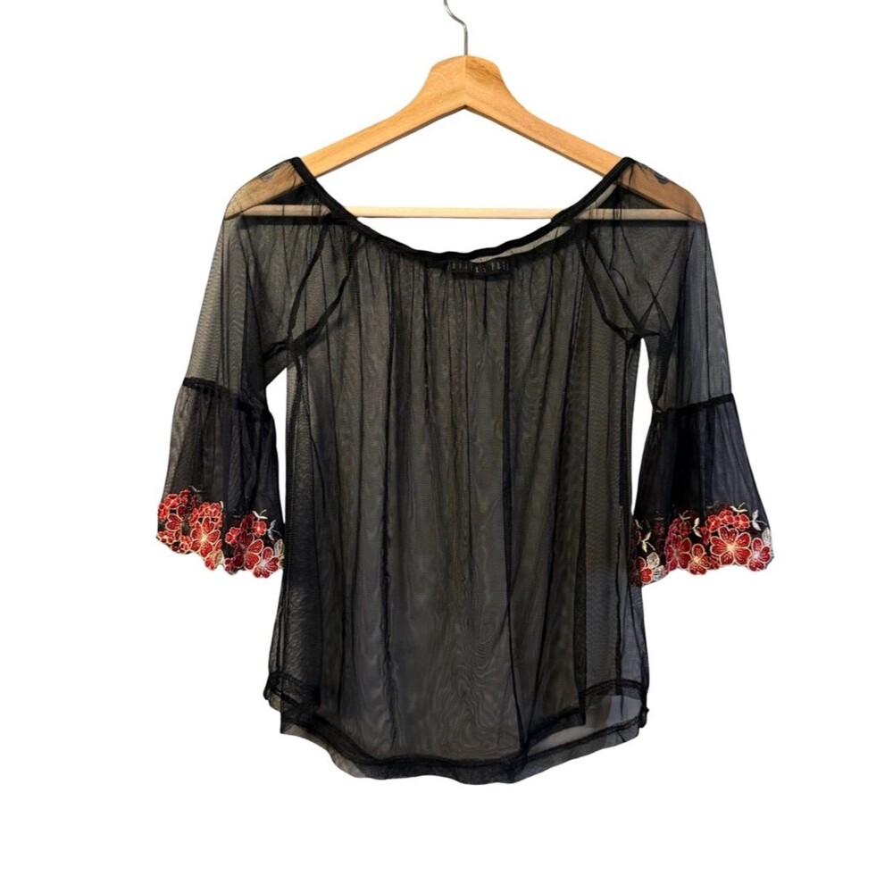 Potters Pot Sheer Mesh Whimsigoth Top Size S Boho Fairy Grunge Romantic Goth